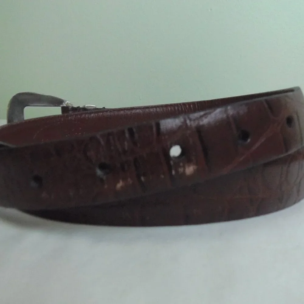 Vintage Stetson Belt Men’s 41 Rust Brown Alligator‎ Embossed Genuine Leather